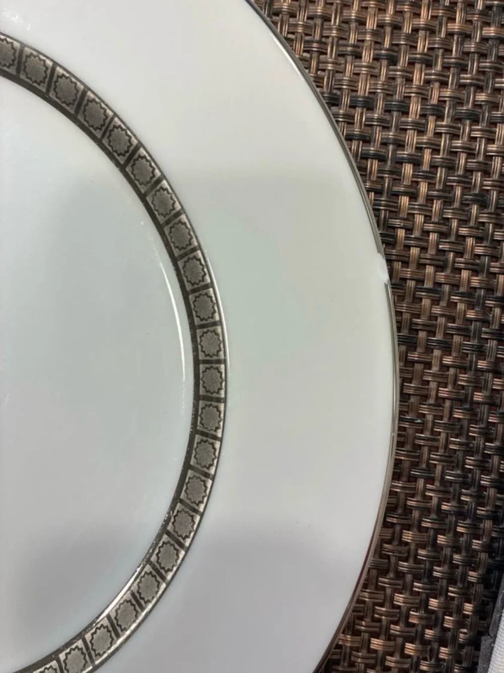 Set of 10-white & silver dinner plates by harmony house candleglow 3644 Japan